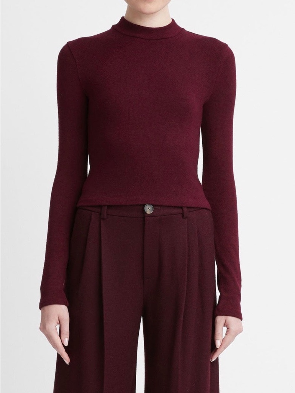 Vince Mock Neck Sweater Cherry Wine Size Small